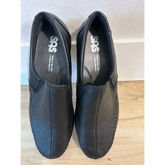 SAS Womens Dream Loafer Tripad Black Leather Slip On Comfort Wedge Loafers 9.5 W - Picture 2 of 8